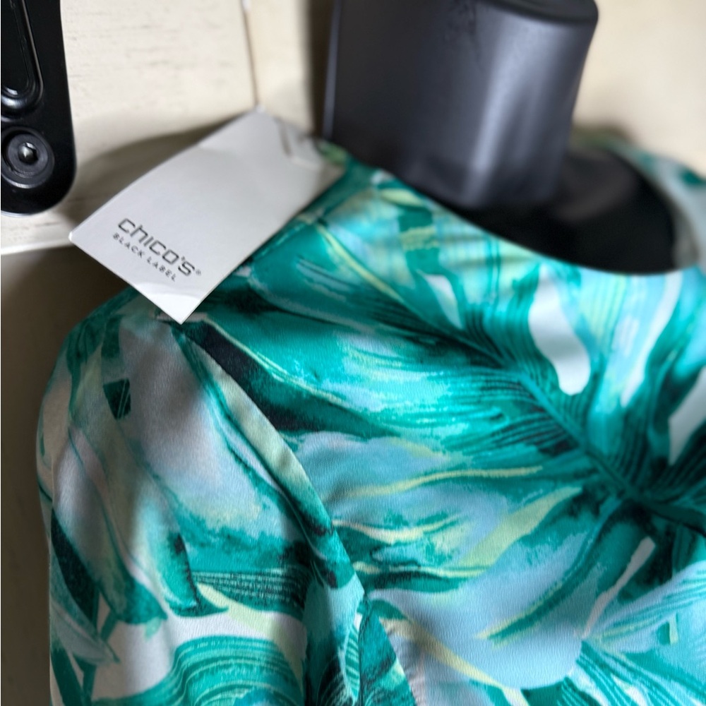 Chico's Green Leaf Print Midi Dress - Picture 6 of 6